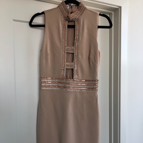 Light pink/tan BEBE body con dress - Picture 1 of 4